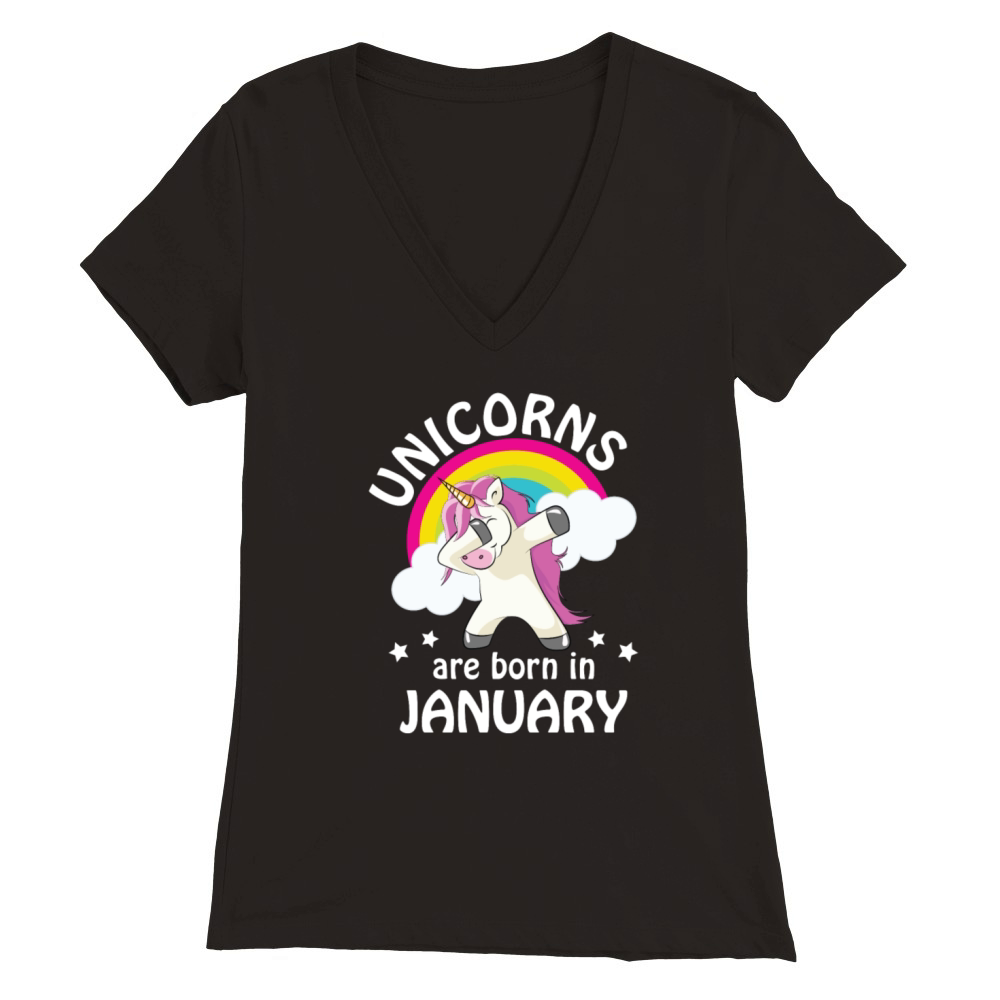 Unicorns are Born in January Premium Womens V-Neck T-shirt