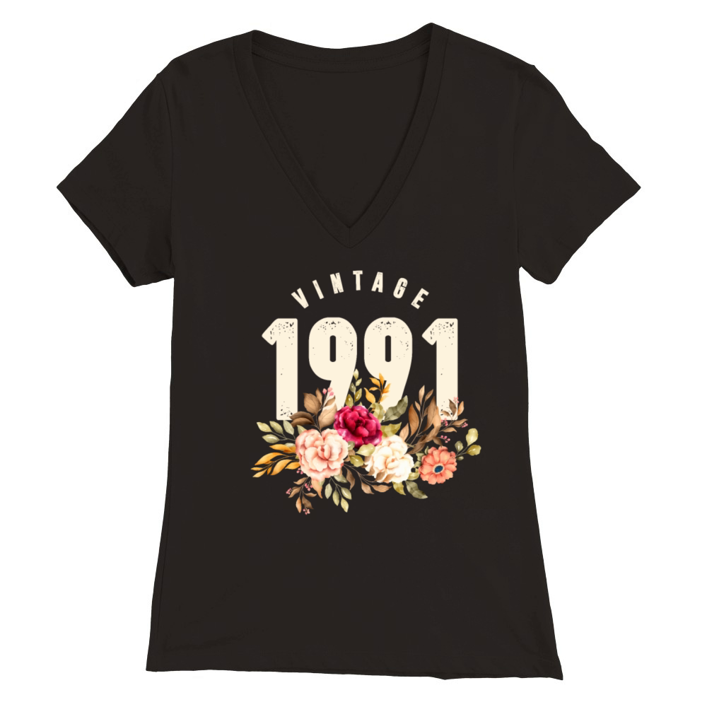 Vintage 1991 30th Birthday Est 1991 Premium Womens V-Neck T-shirt