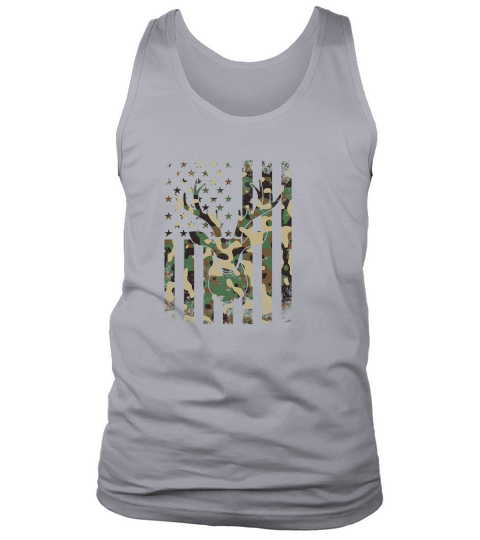 Camo US Flag Deer Skull Vintage Hunting 1 Tank Top Unisex