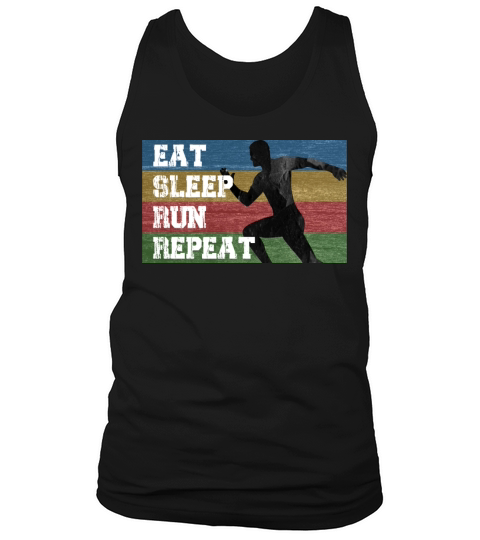 Vintage Retro Eat Sleep Run Repeat Funny Running Tank Top Unisex