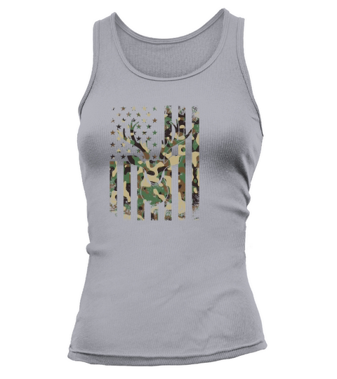 Camo US Flag Deer Skull Vintage Hunting 1 Tank top Woman