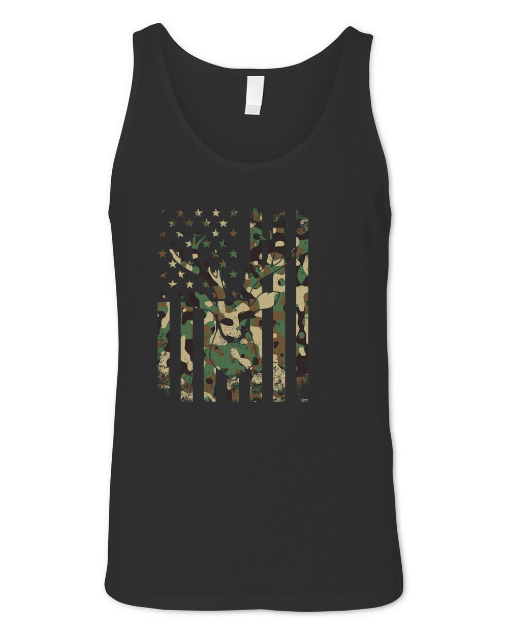 Camo US Flag Deer Skull Vintage Hunting 1 Unisex Jersey Tank