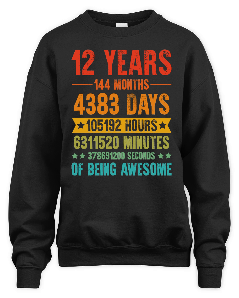 12 Years 144 Months Of Being Awesome Birthday T Shirt Design (1) Unisex Premium Crewneck Sweatshirt