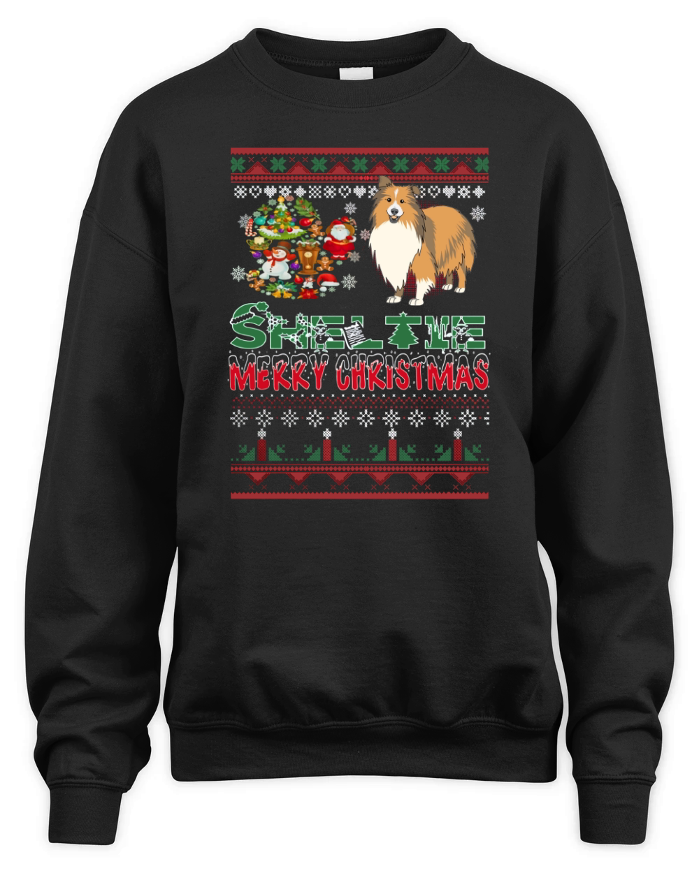 Sheltie Ugly Christmas Unisex Premium Crewneck Sweatshirt