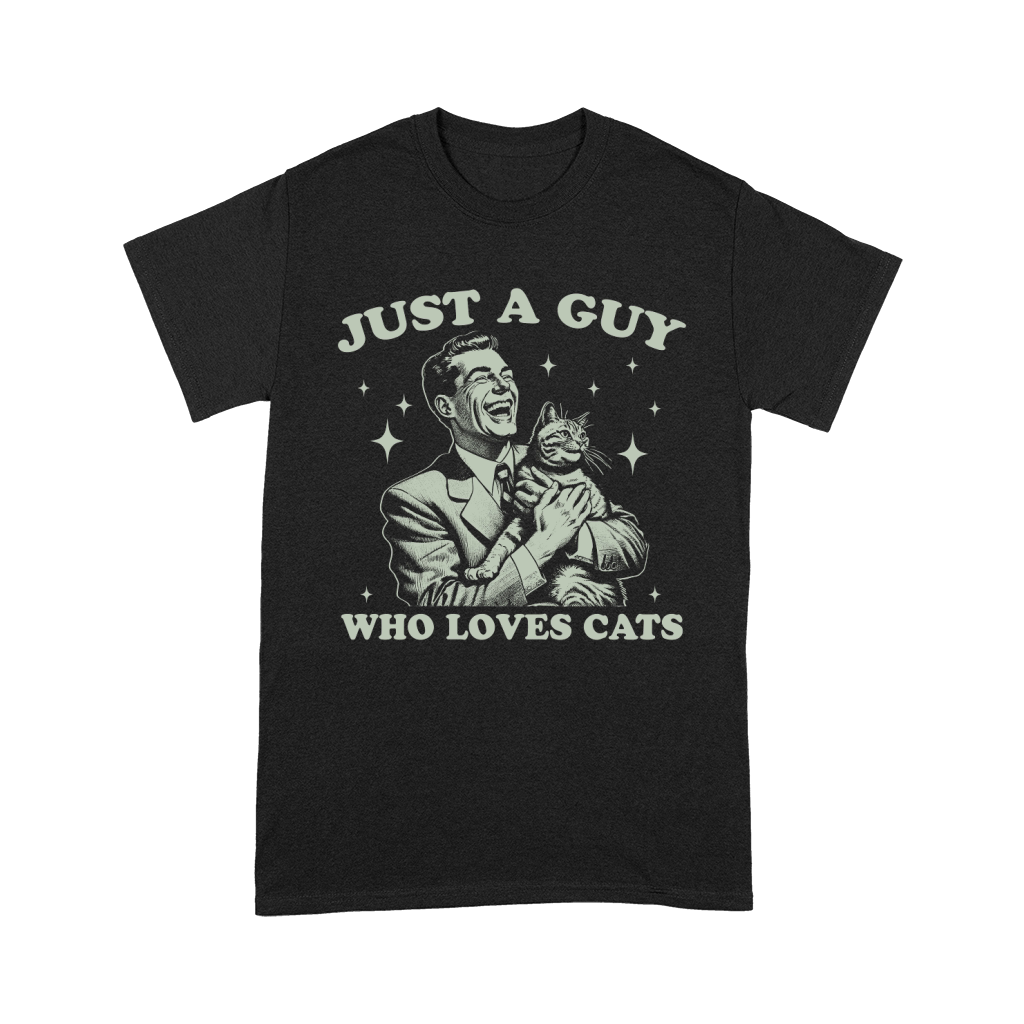 Just A Guy Who Loves Cats D Retro Green Unisex T-Shirt