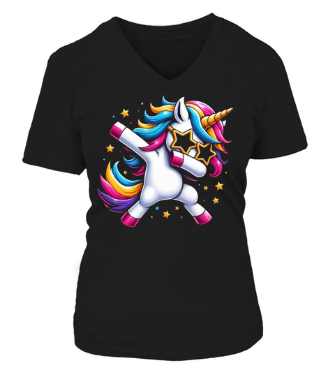 Dabbing Unicorn V-neck T-Shirt Woman
