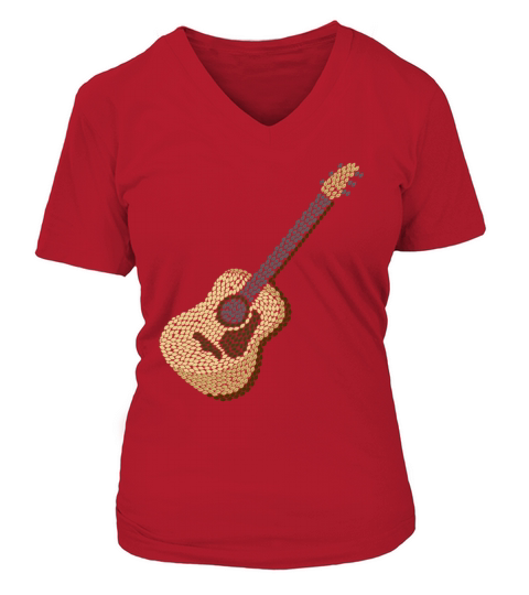 Electric Acoustic Classical Guitar V-neck T-Shirt Woman