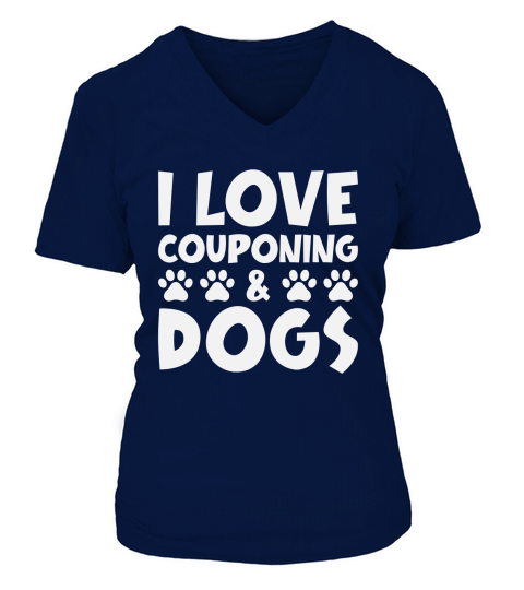 I Love Couponing & Dog V-neck T-Shirt Woman