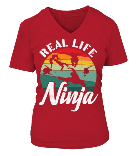 Parkour Real Life Ninja Gym Retro Vintage V-neck T-Shirt Woman