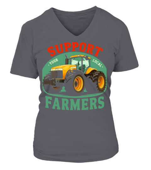 Support Farmer Tractor Your Local V-neck T-Shirt Woman