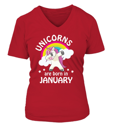Unicorns are Born in January V-neck T-Shirt Woman
