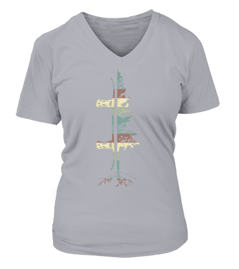 Vintage Pine Snowboard Snowboarding Gift V-neck T-Shirt Woman