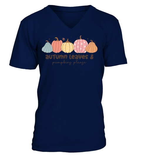 autumn leaves pumpkin V-Neck T-shirt