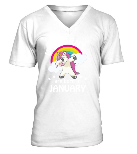 Unicorns are Born in January V-Neck T-shirt