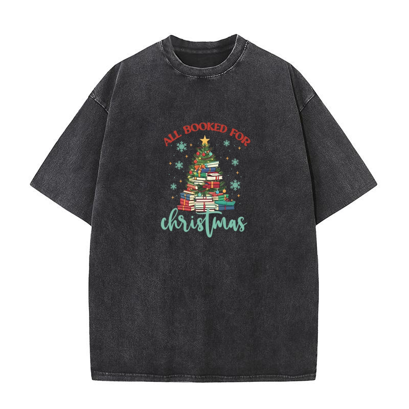 All Booked for Christmas Washed T-Shirt