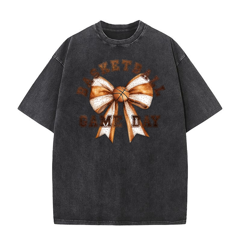 Basketball Game day bow 02 Washed T-Shirt