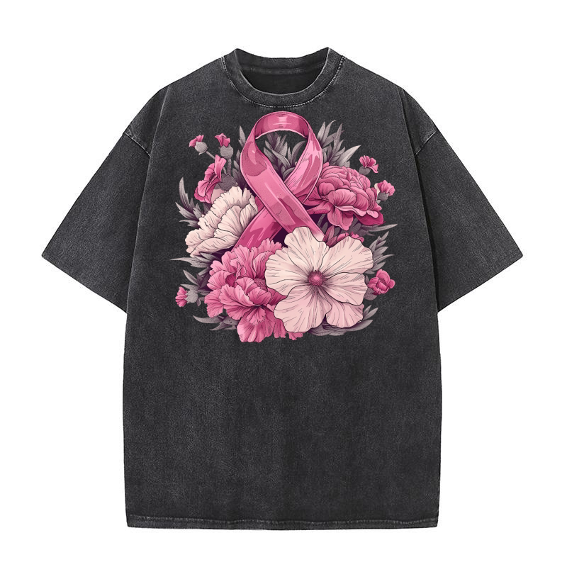 Breast Cancer Awareness Pink Ribbon 1 Washed T-Shirt