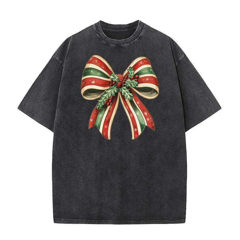 Christmas Bow 6 Washed T-Shirt