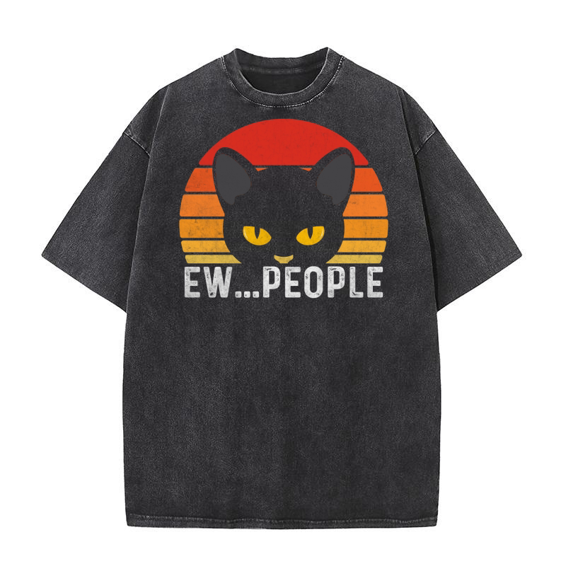 Ew People Retro Funny Black Washed T-Shirt
