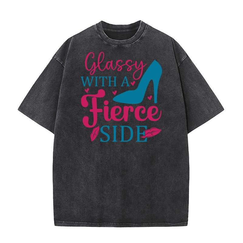 Glassy with a fierce side Washed T-Shirt