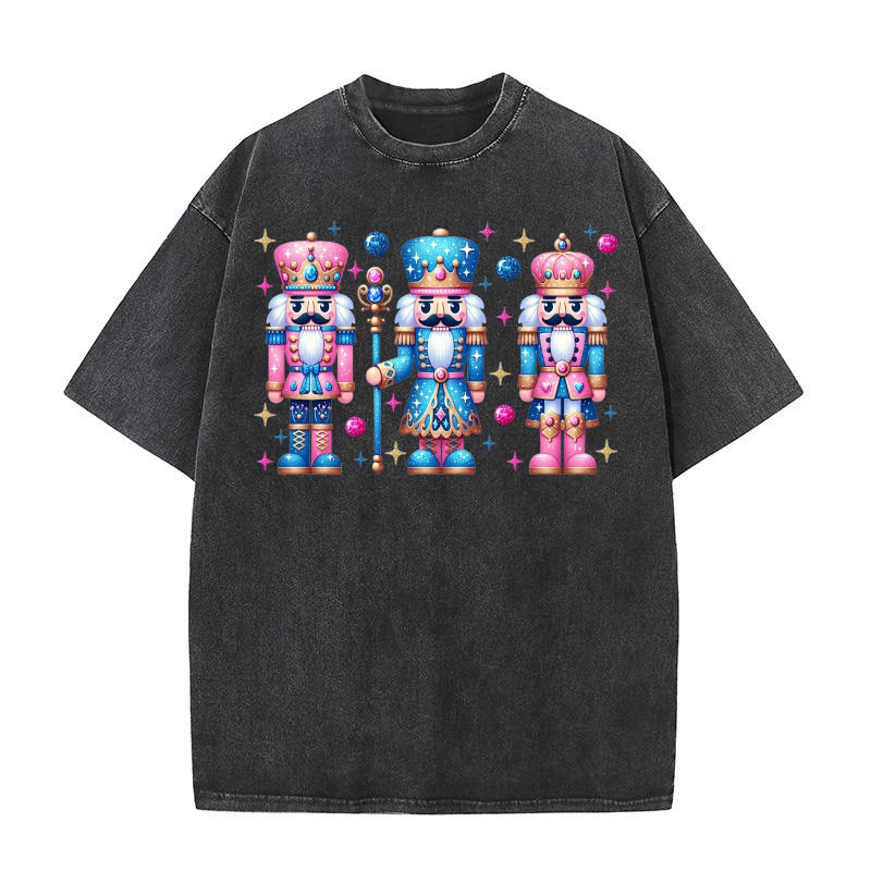 Glitter nutcracker Merry Christmas Washed T-Shirt
