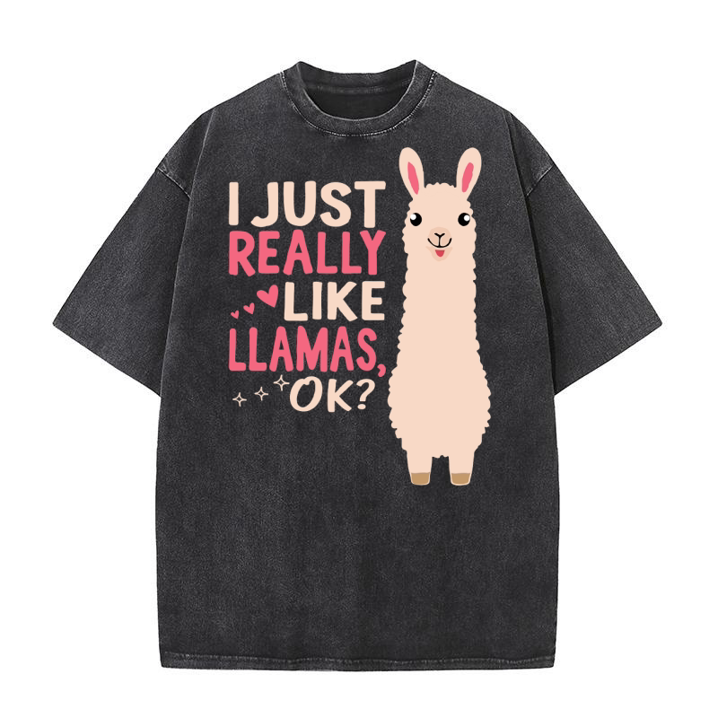 I just really like llamas ok Washed T-Shirt