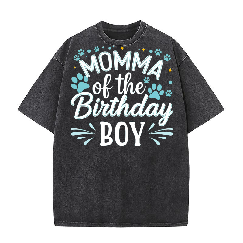 Momma Of The Birthday boy Washed T-Shirt