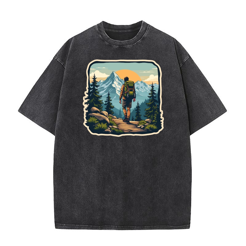 Mountain explorer hiking adventure Illus 17 Washed T-Shirt