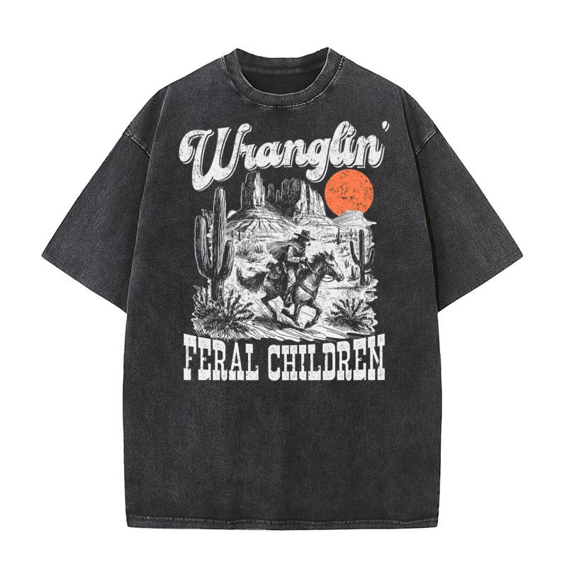 Raccoon Cowboy White Washed T-Shirt