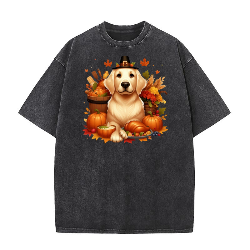 Retriever Thanksgiving Dog clipart (1) Washed T-Shirt