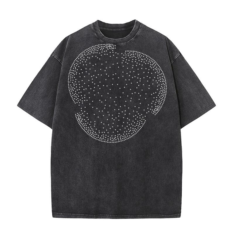 Scattered Pattern Rhinestone 03 Washed T-Shirt