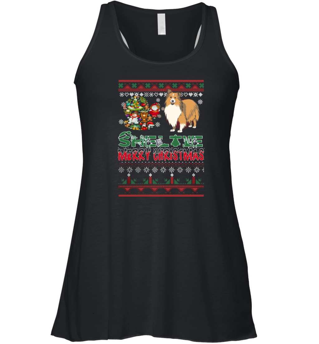Sheltie Ugly Christmas Women's Flowy Tank Top
