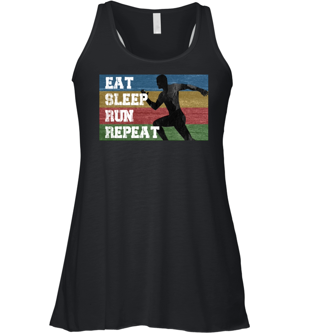 Vintage Retro Eat Sleep Run Repeat Funny Running Women's Flowy Tank Top