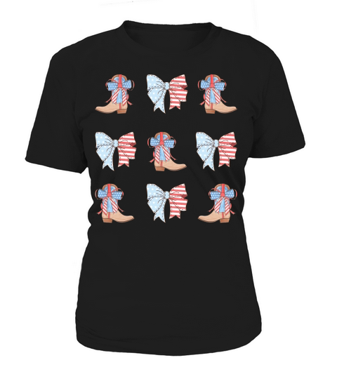 Coquette Bow Boot Girl American PNG 4th Of July300 Women's T-Shirt