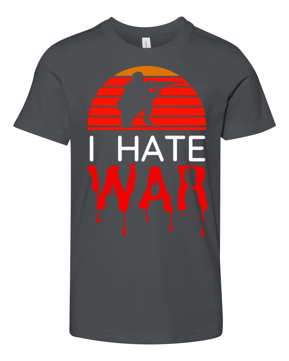 Hate war bloody text retro vintage design Youth Unisex Jersey Tee