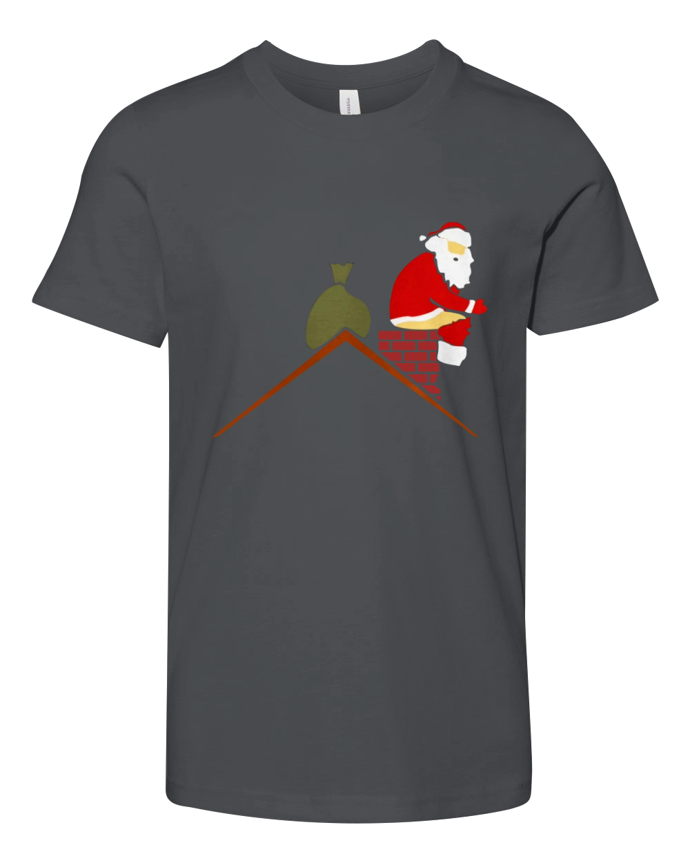 Santa Claus in chimney poops color Youth Unisex Jersey Tee