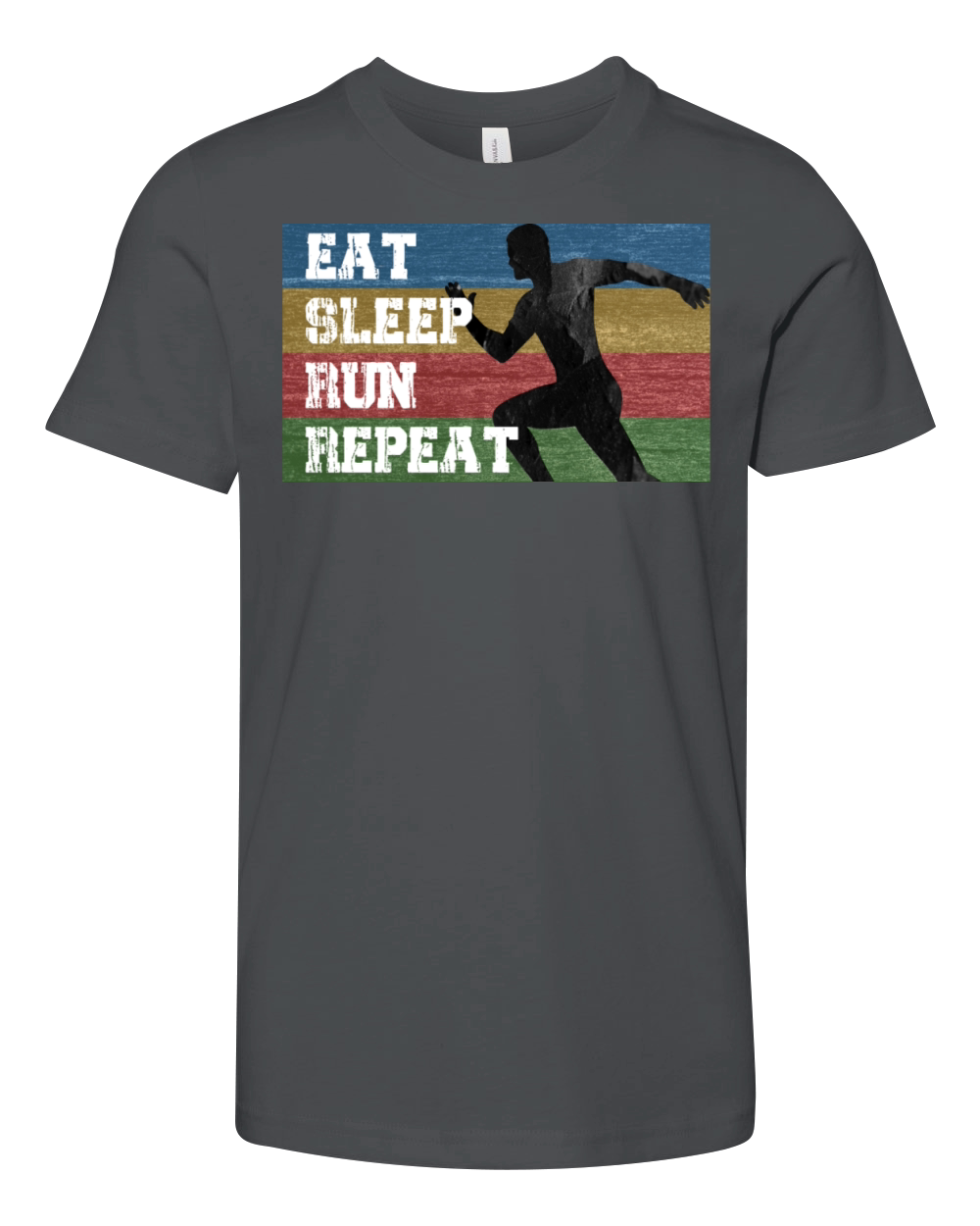 Vintage Retro Eat Sleep Run Repeat Funny Running Youth Unisex Jersey Tee