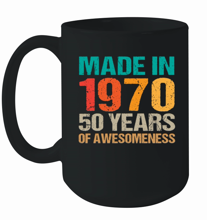 Vintage Made in 1970 - 50 Years Old Birthday Gift Ceramic Mug