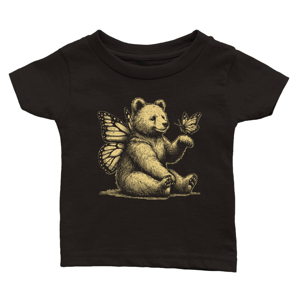 Bear With Butterfly Wings Vintage D Yellow GR Classic Baby Crewneck T-shirt