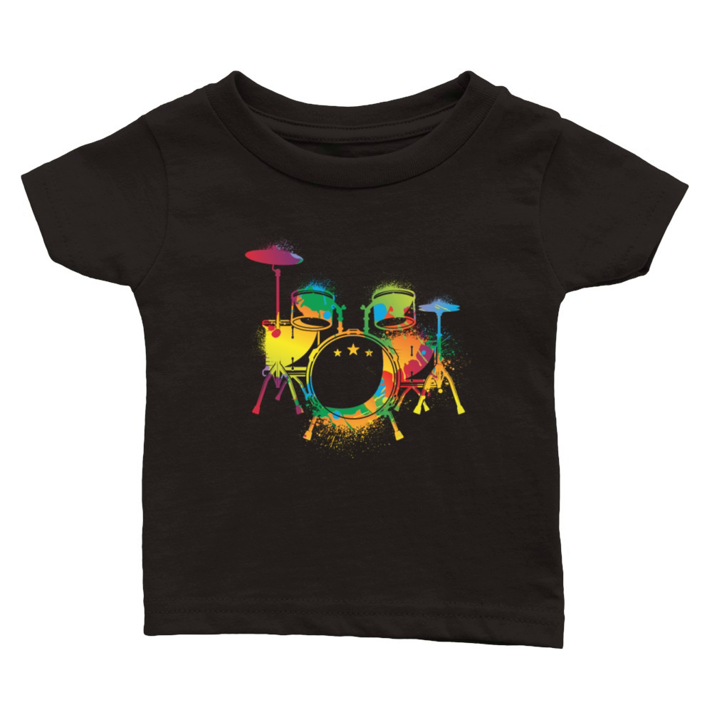 Drumming Colorful Drum Set Retro Drummer Classic Baby Crewneck T-shirt