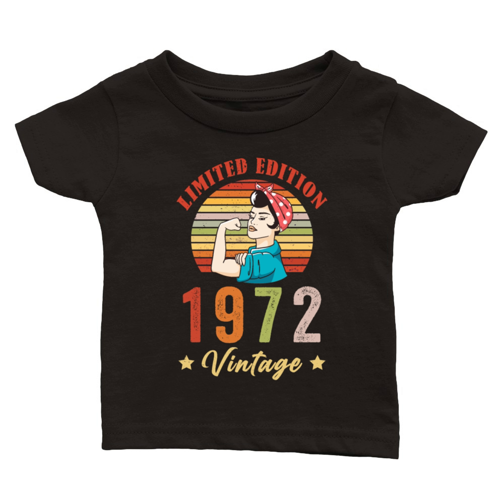 Retro Vintage 1972 50th Birthday Limited Edition Classic Baby Crewneck T-shirt
