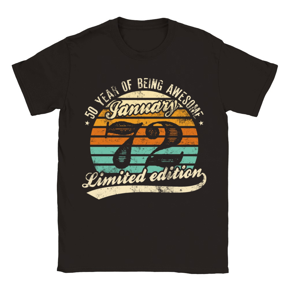 50th birthday Awesome january 1972 Classic Kids Crewneck T-shirt