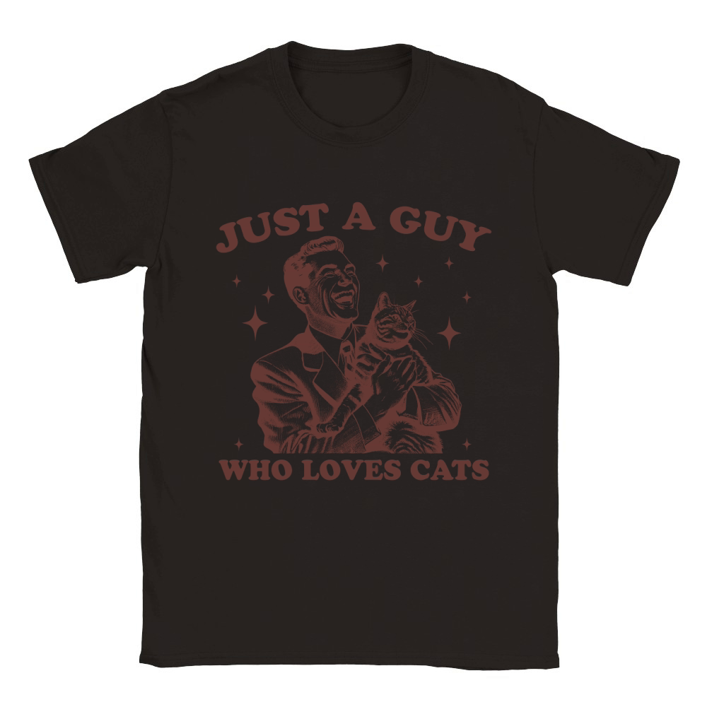 Just A Guy Who Loves Cats L Brown Classic Kids Crewneck T-shirt