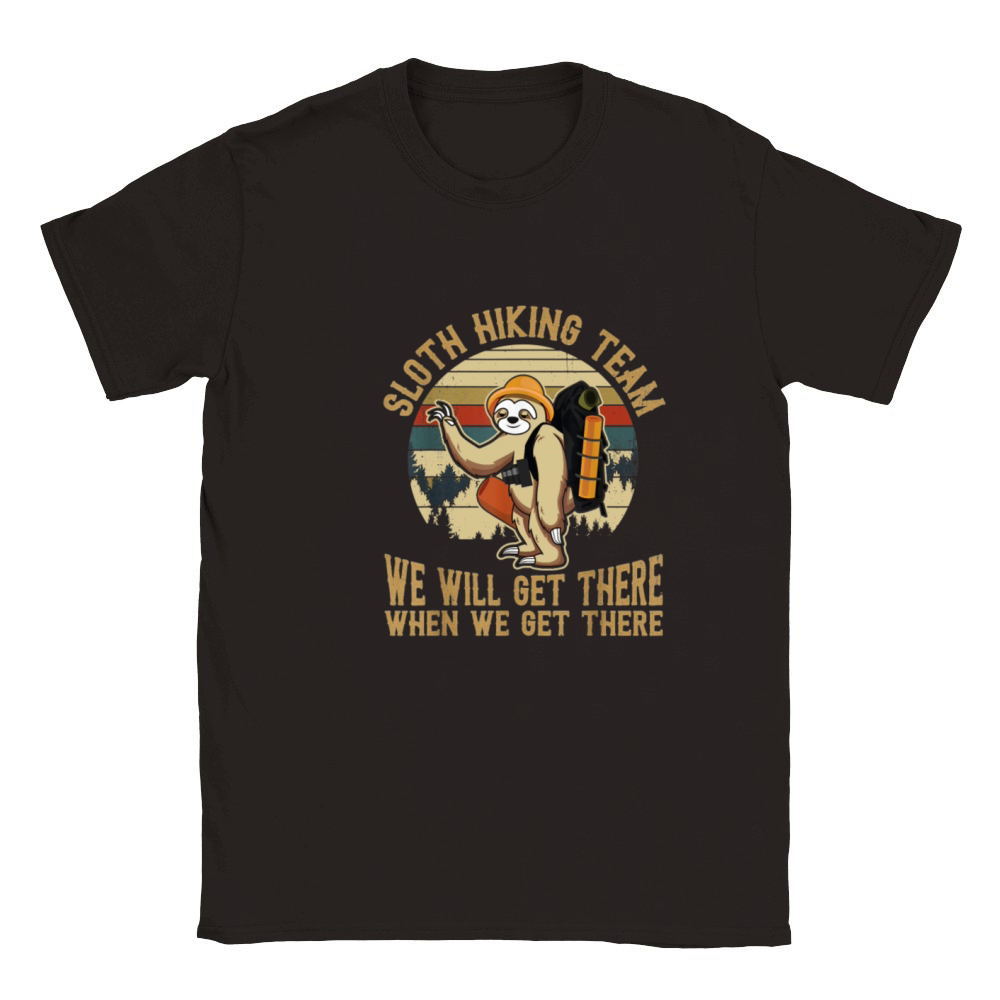 Sloth Hiking Team We Will Get There Funny Vintage Classic Kids Crewneck T-shirt