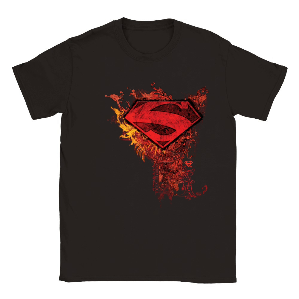 Superman S-Shield Orange Ornaments Classic Kids Crewneck T-shirt
