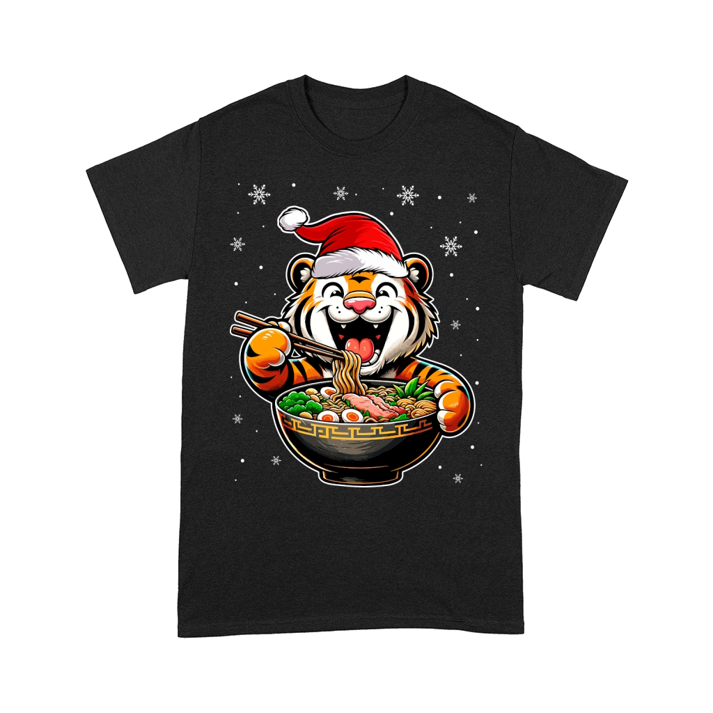 adorable tiger eating ramen wearing santa hat 2 Comfort T-shirt