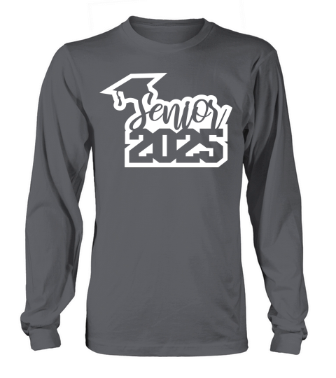 Senior 2025 small cap outline white Long sleeved Unisex
