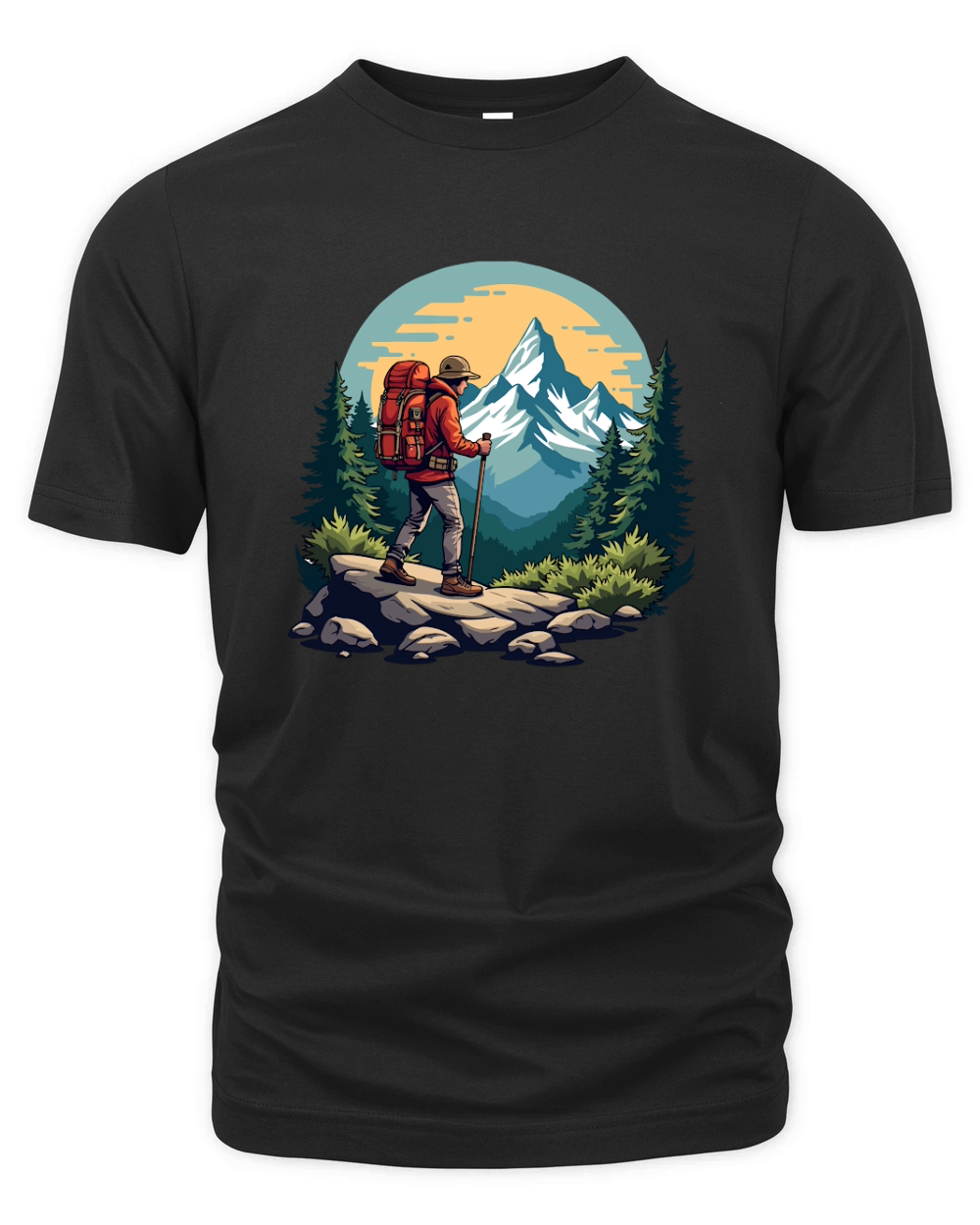 Mountain explorer hiking adventure Illus 10 Organic Unisex T-shirt