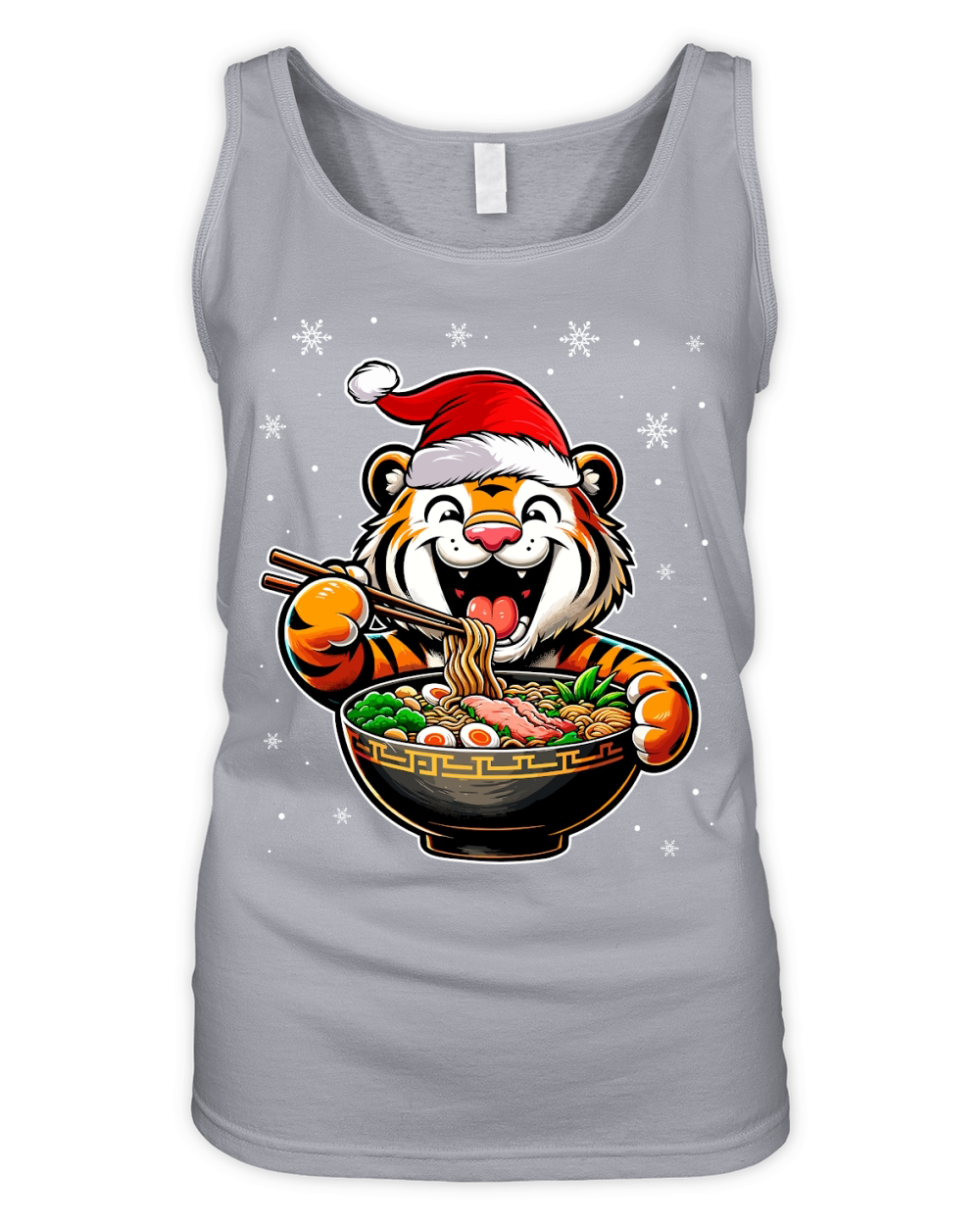 adorable tiger eating ramen wearing santa hat 2 Organic Women's Tank Top