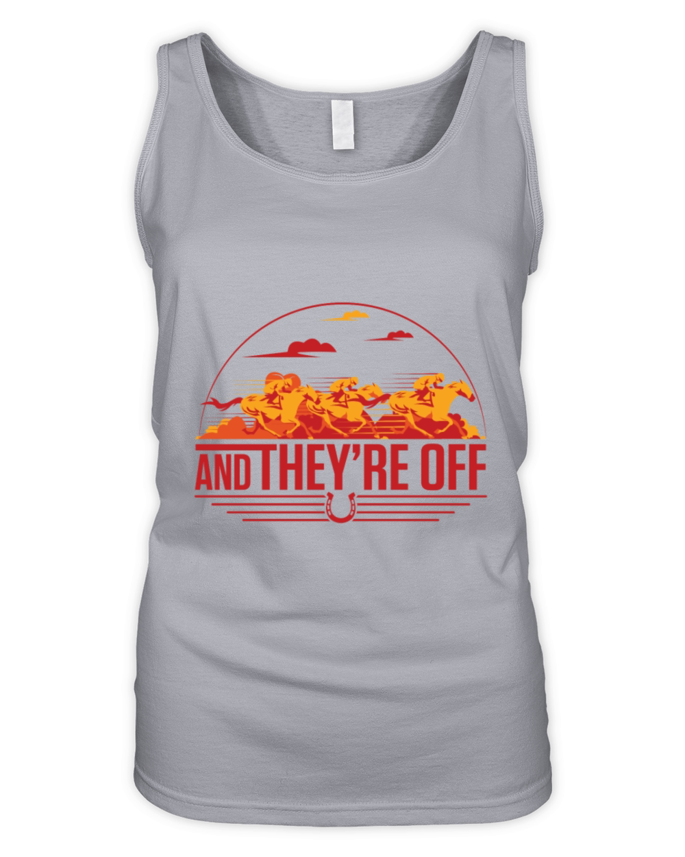And Theyre Off Horse Racing Design Organic Women's Tank Top